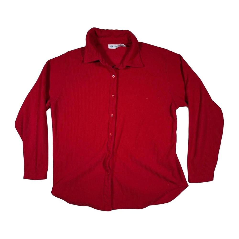 Cabin Creek Red Corduroy Button Up Shirt Long Sleeve Collared Medium Dress